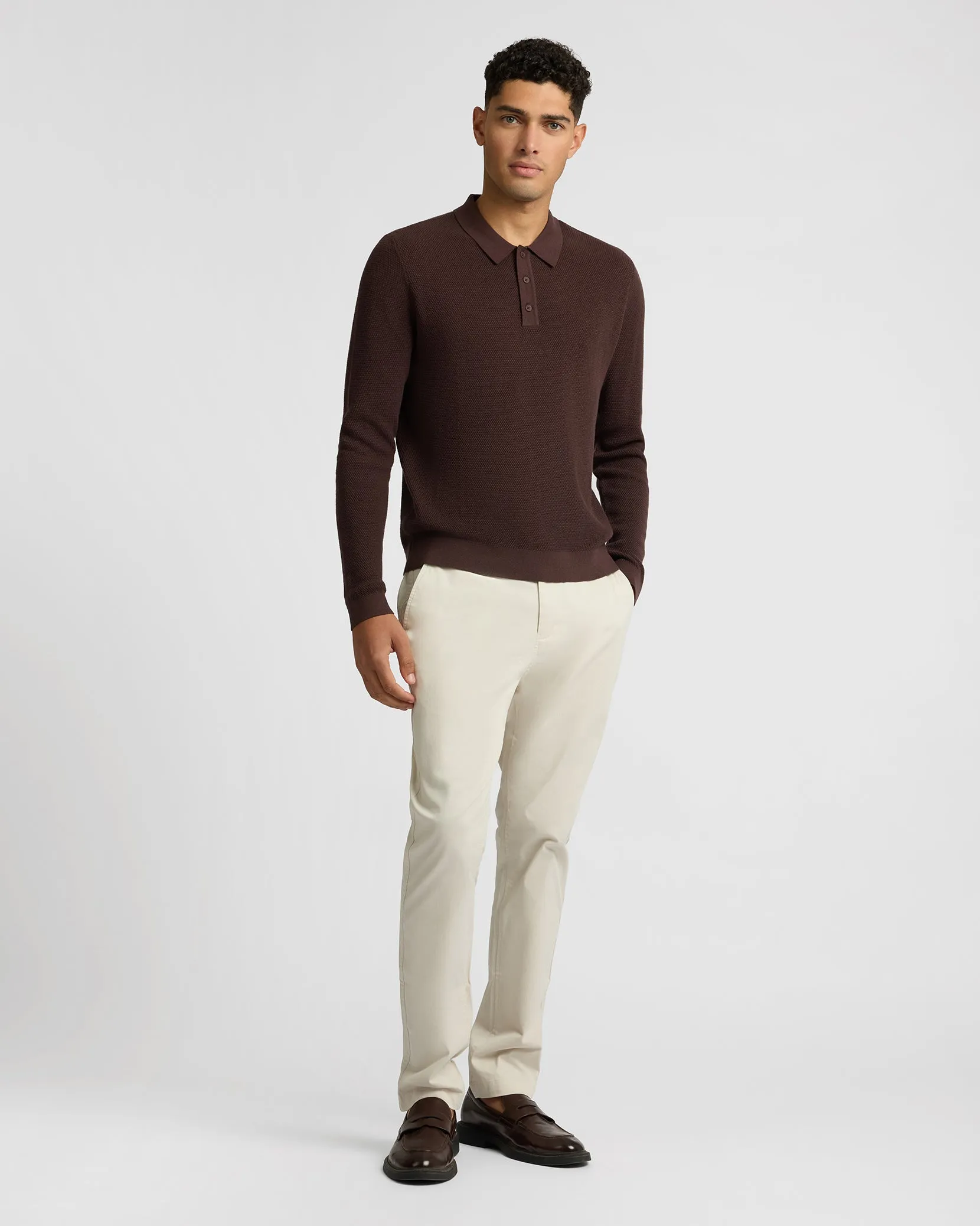 Cotton Textured Knit Long Sleeve Polo Sweatshirt sold by Onia product image thumbnail 4