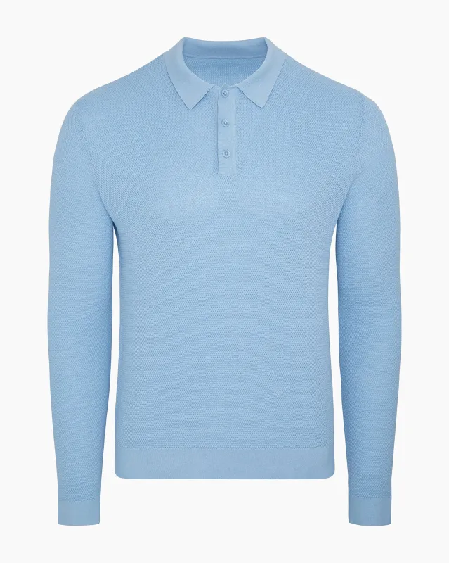 Cotton Textured Knit Long Sleeve Polo Sweatshirt sold by Onia