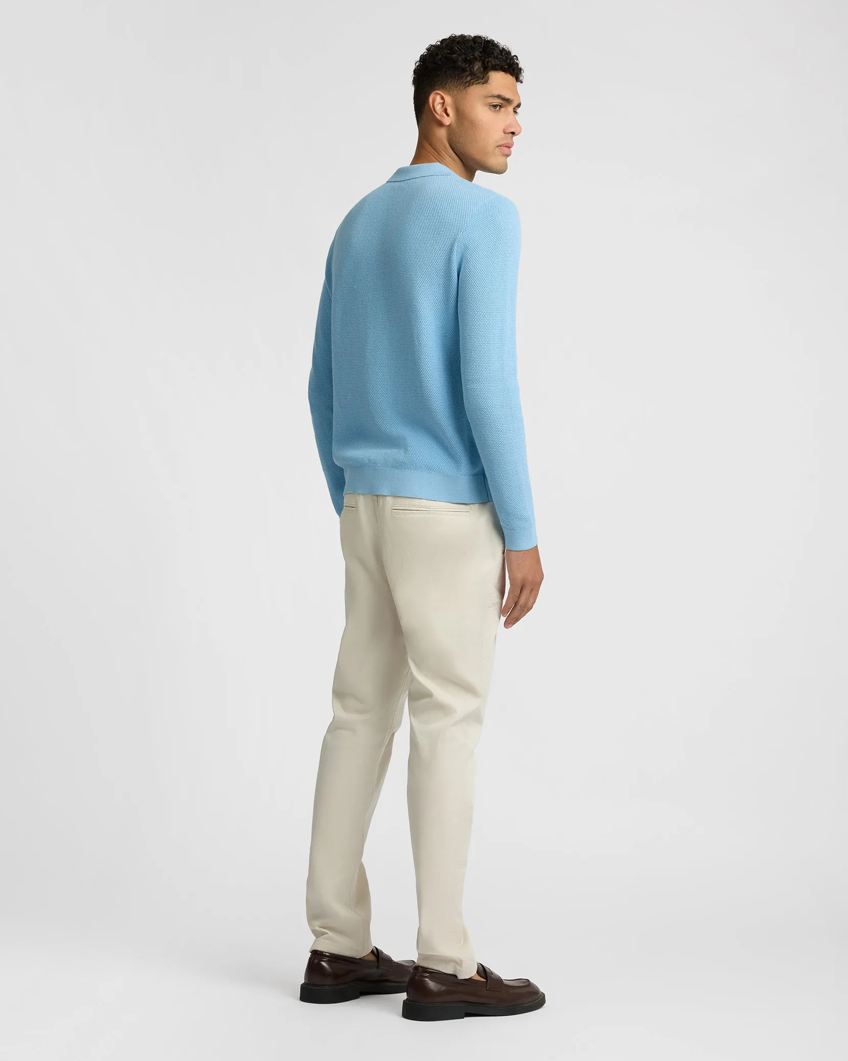 Cotton Textured Knit Long Sleeve Polo Sweatshirt sold by Onia product image thumbnail 5