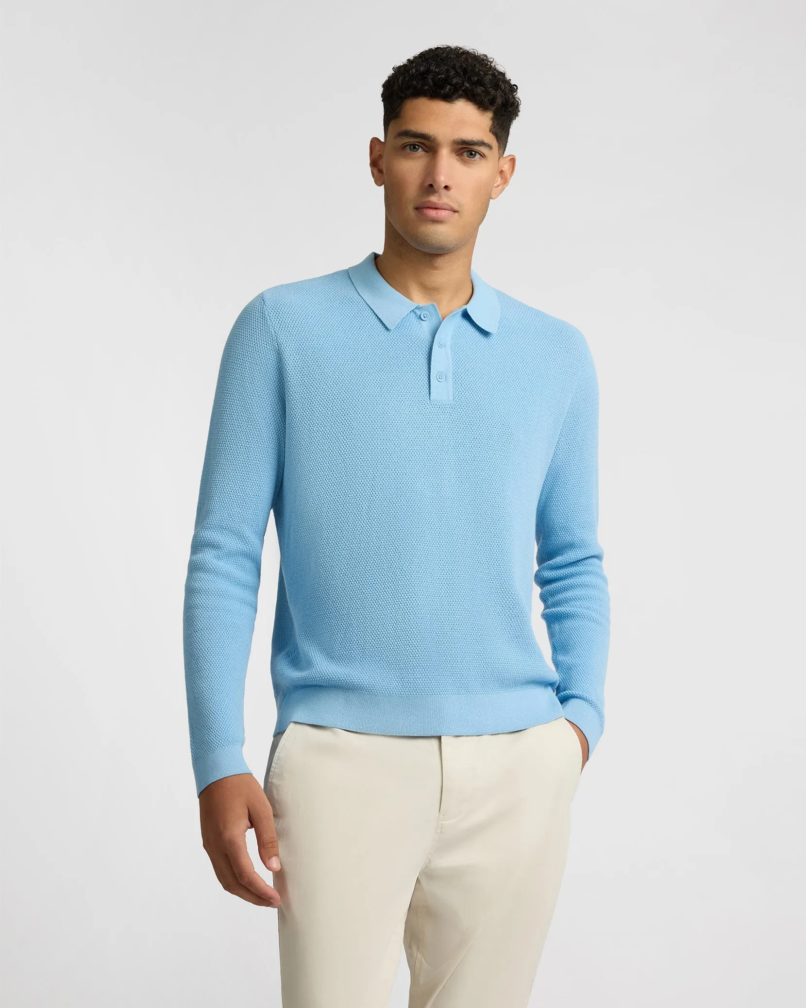 Cotton Textured Knit Long Sleeve Polo Sweatshirt sold by Onia product image thumbnail 2