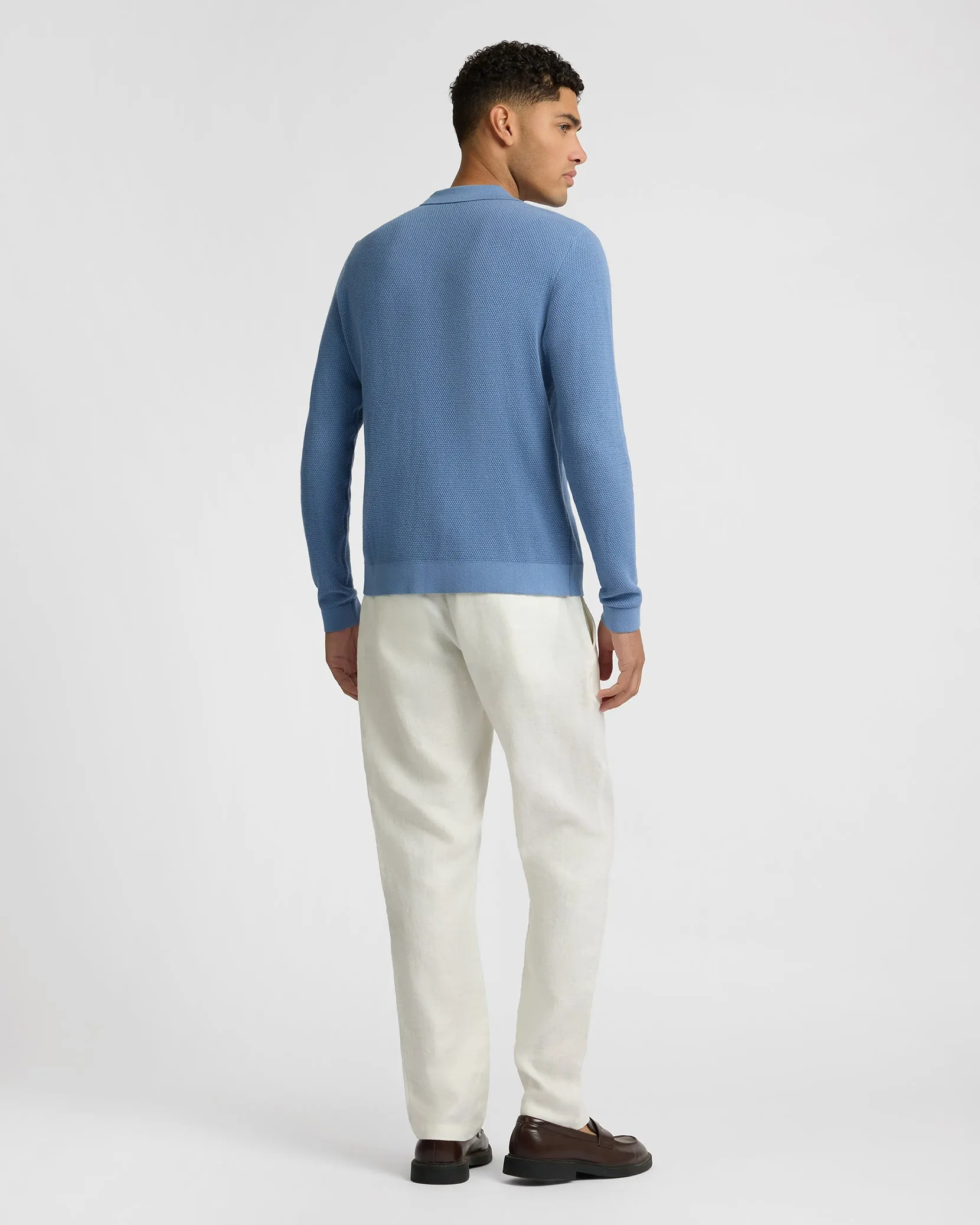 Cotton Textured Knit Long Sleeve Polo Sweatshirt sold by Onia product image thumbnail 5