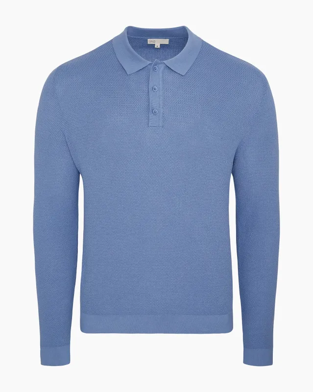 Cotton Textured Knit Long Sleeve Polo Sweatshirt sold by Onia