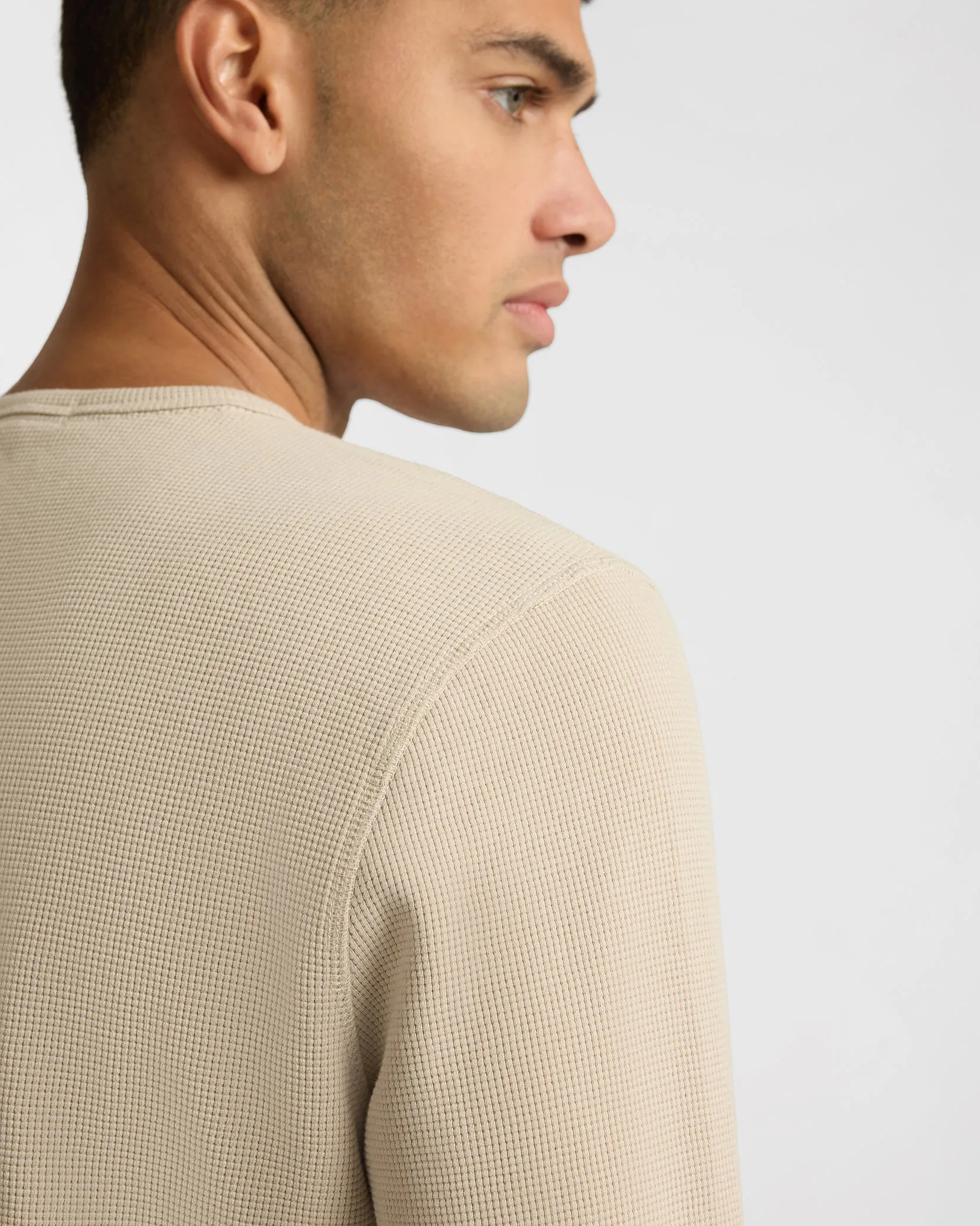 Heavyweight Cotton Waffle Henley Sweatshirt sold by Onia product image thumbnail 4