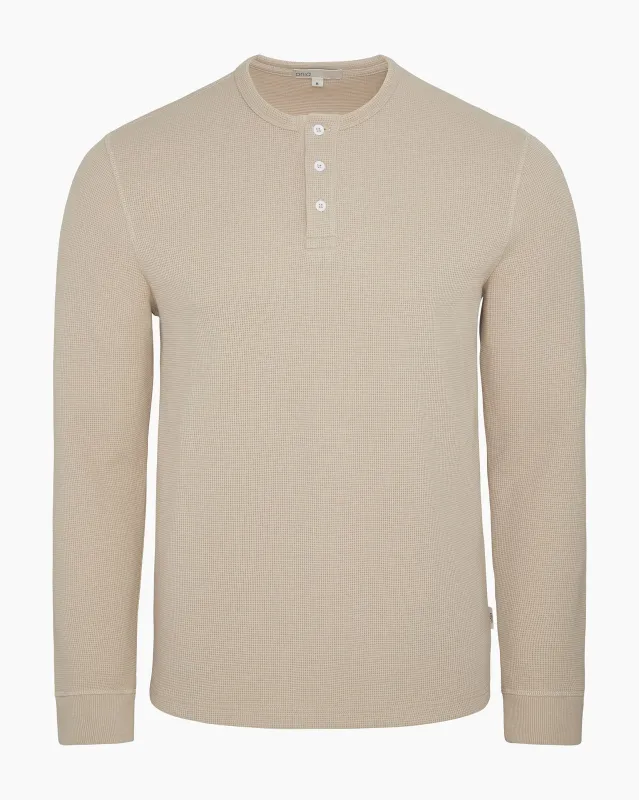 Heavyweight Cotton Waffle Henley Sweatshirt sold by Onia