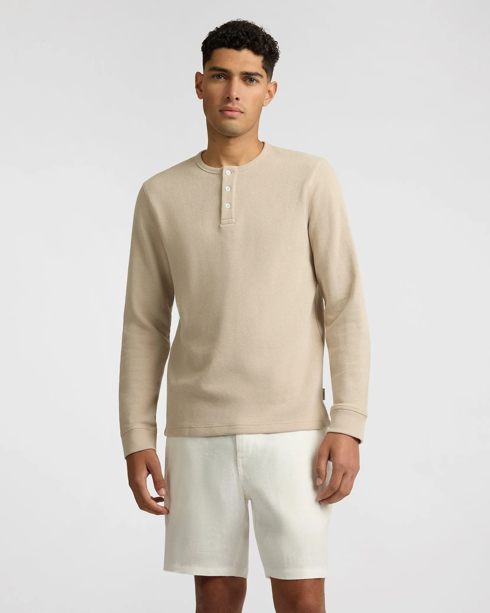 Heavyweight Cotton Waffle Henley Sweatshirt sold by Onia product image thumbnail 2