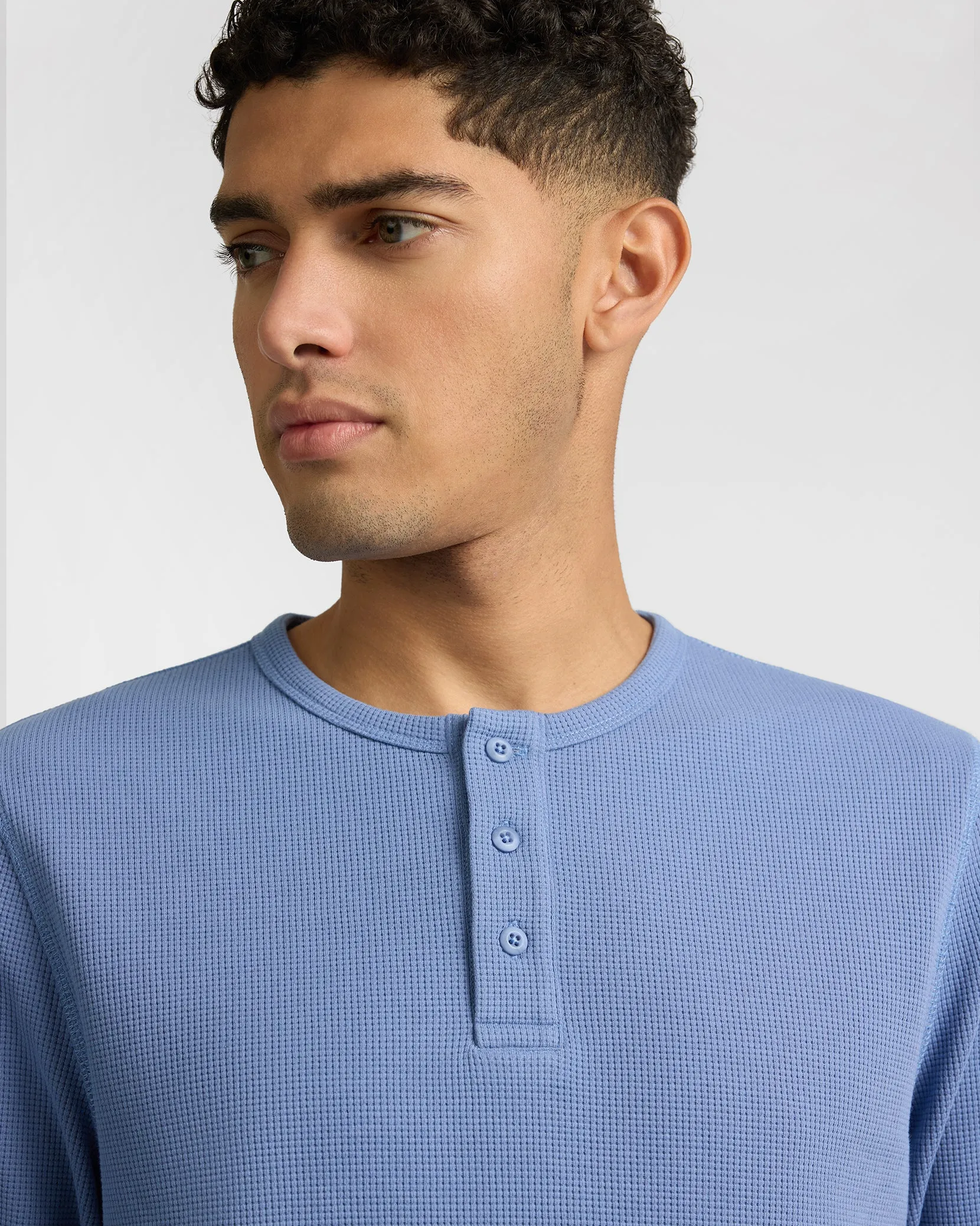 Heavyweight Cotton Waffle Henley Sweatshirt sold by Onia product image thumbnail 3