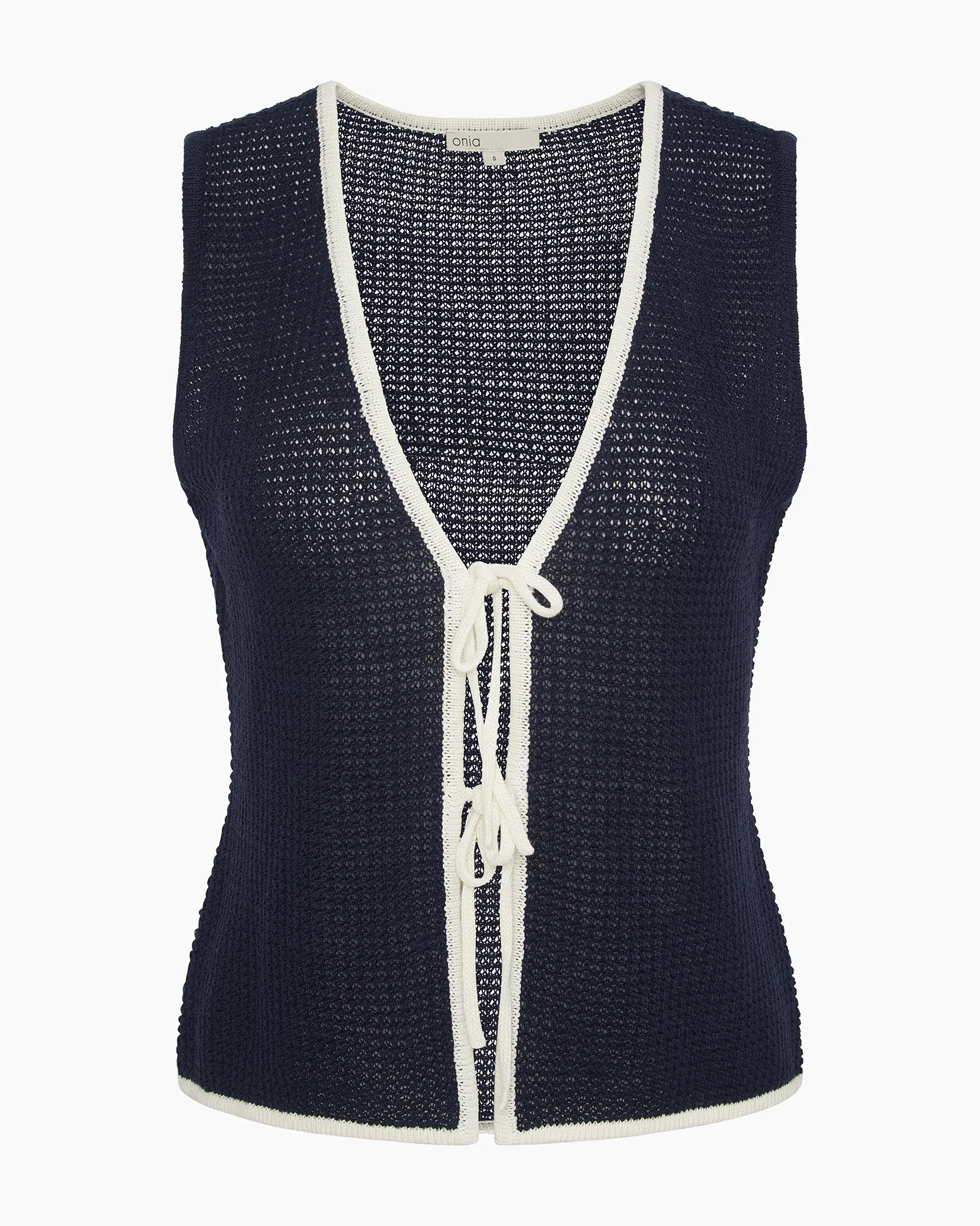 Linen Knit Tie Front Tank Top sold by Onia product image thumbnail 3