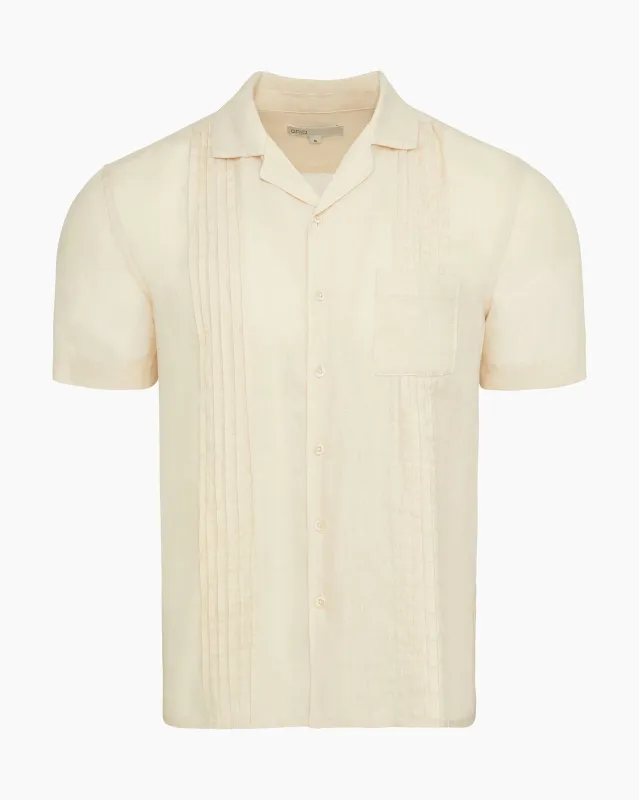 Linen Pintuck Camp Shirt sold by Onia