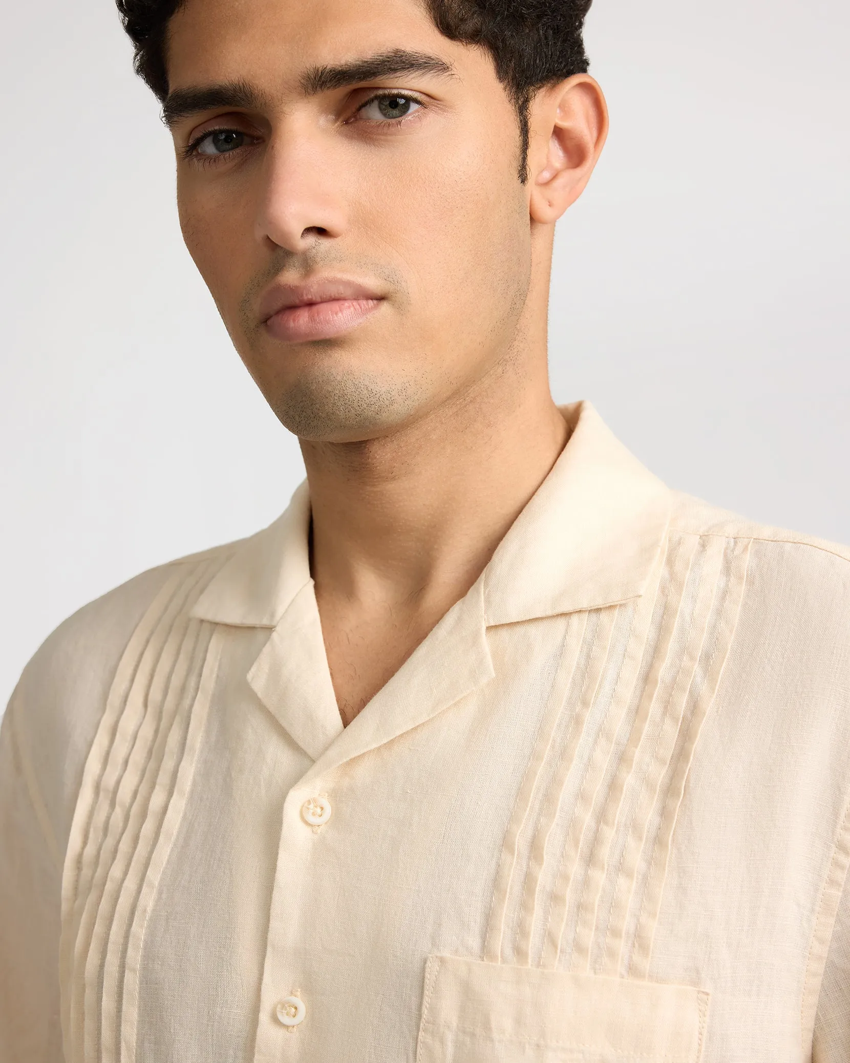 Linen Pintuck Camp Shirt sold by Onia product image thumbnail 4