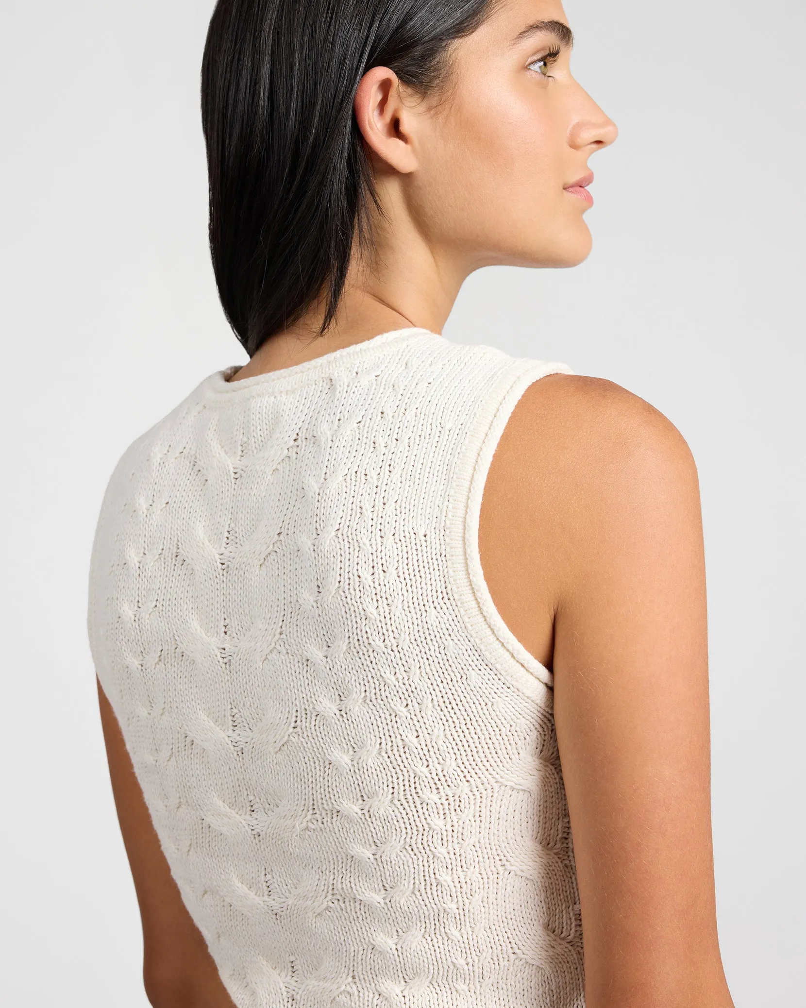Linen Cable Knit Tank sold by Onia product image thumbnail 5