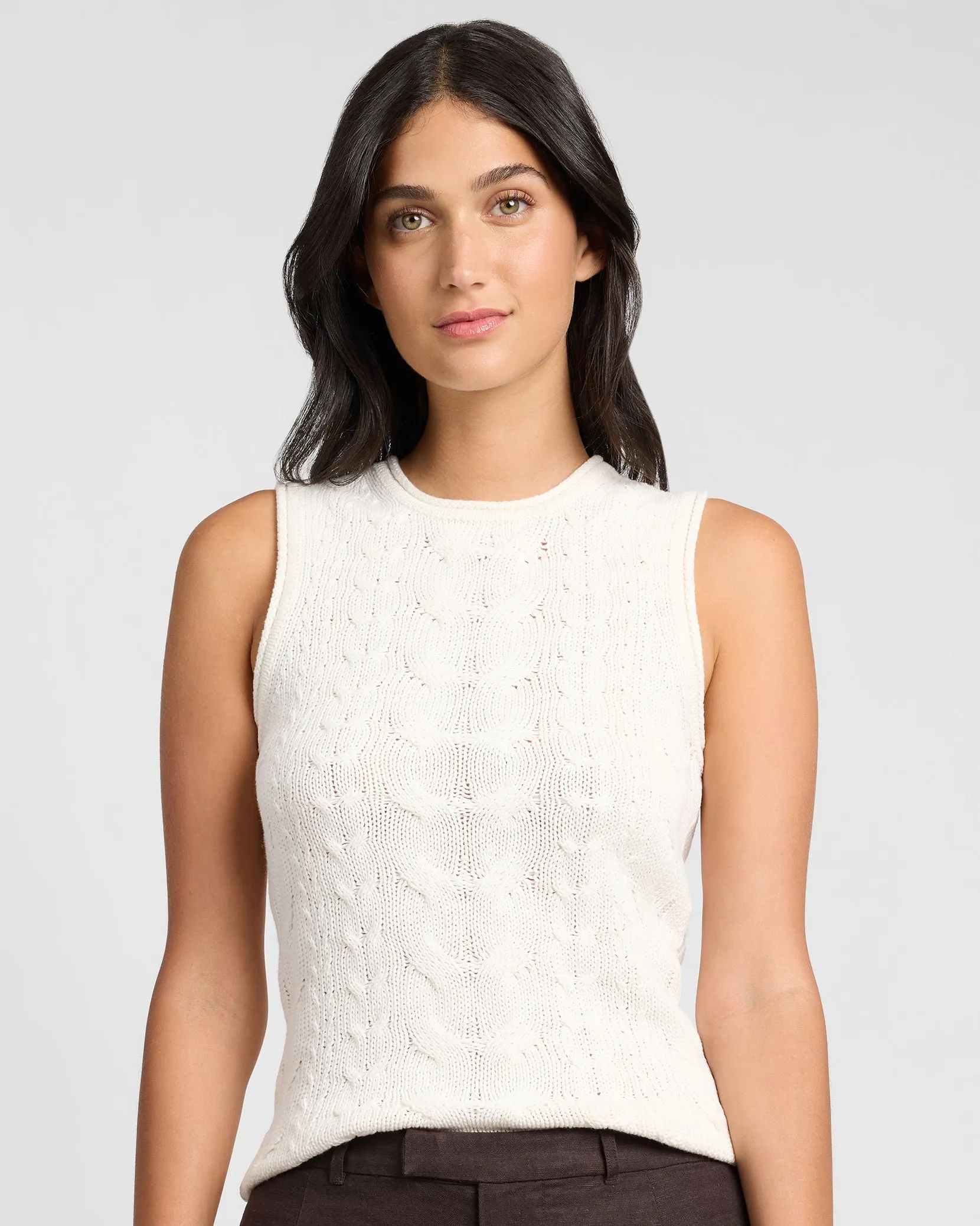 Linen Cable Knit Tank sold by Onia