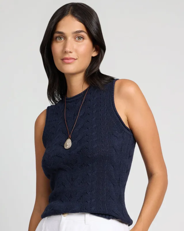 Linen Cable Knit Tank sold by Onia