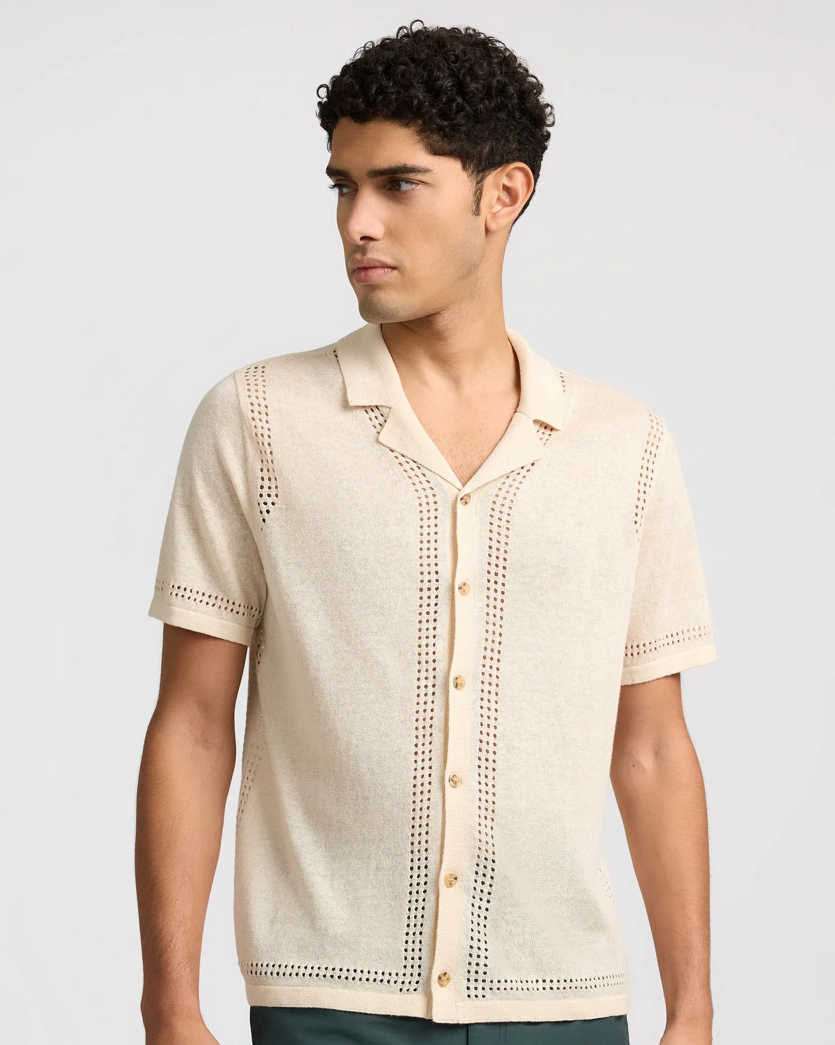 Linen Knit Camp Shirt sold by Onia product image thumbnail 2