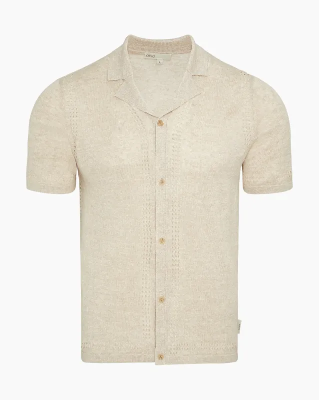 Linen Knit Camp Shirt sold by Onia
