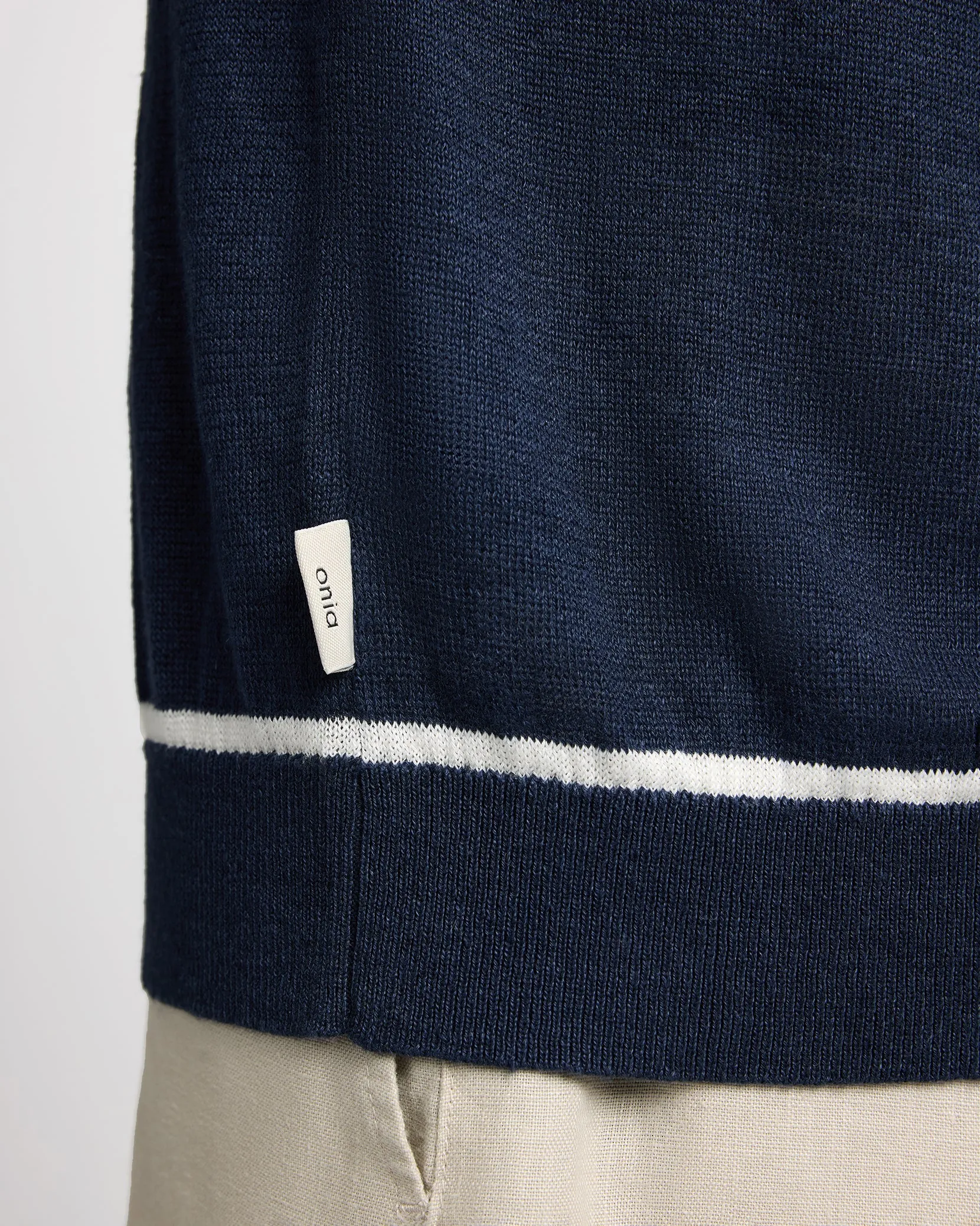 Linen Johnny Collar Polo Sweater sold by Onia product image thumbnail 5