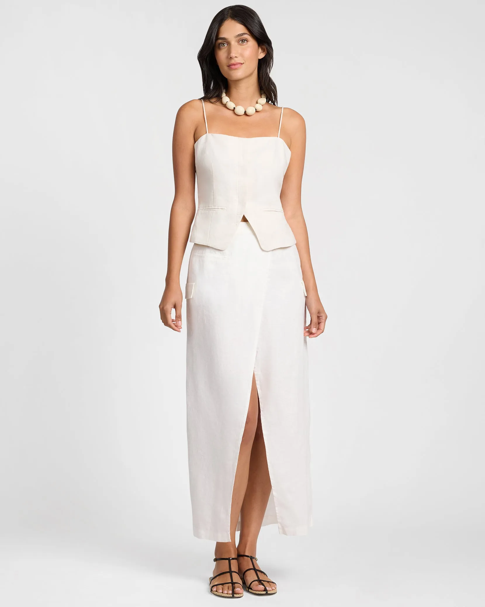 Linen Utility Wrap Maxi Skirt sold by Onia product image thumbnail 3