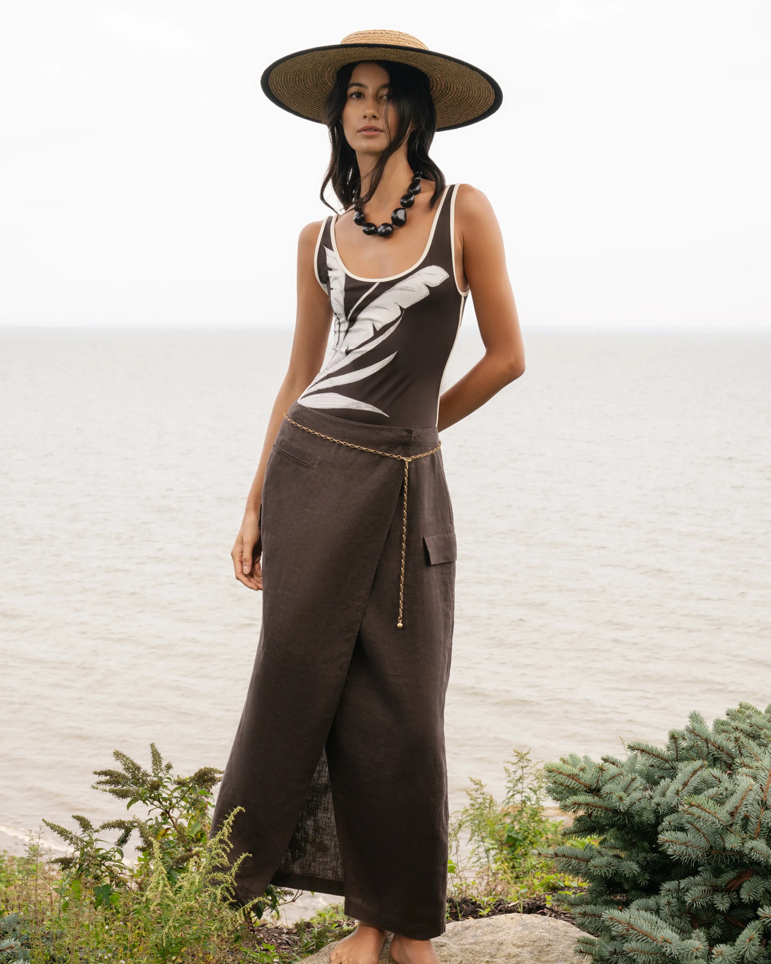 Linen Utility Wrap Maxi Skirt sold by Onia product image thumbnail 2