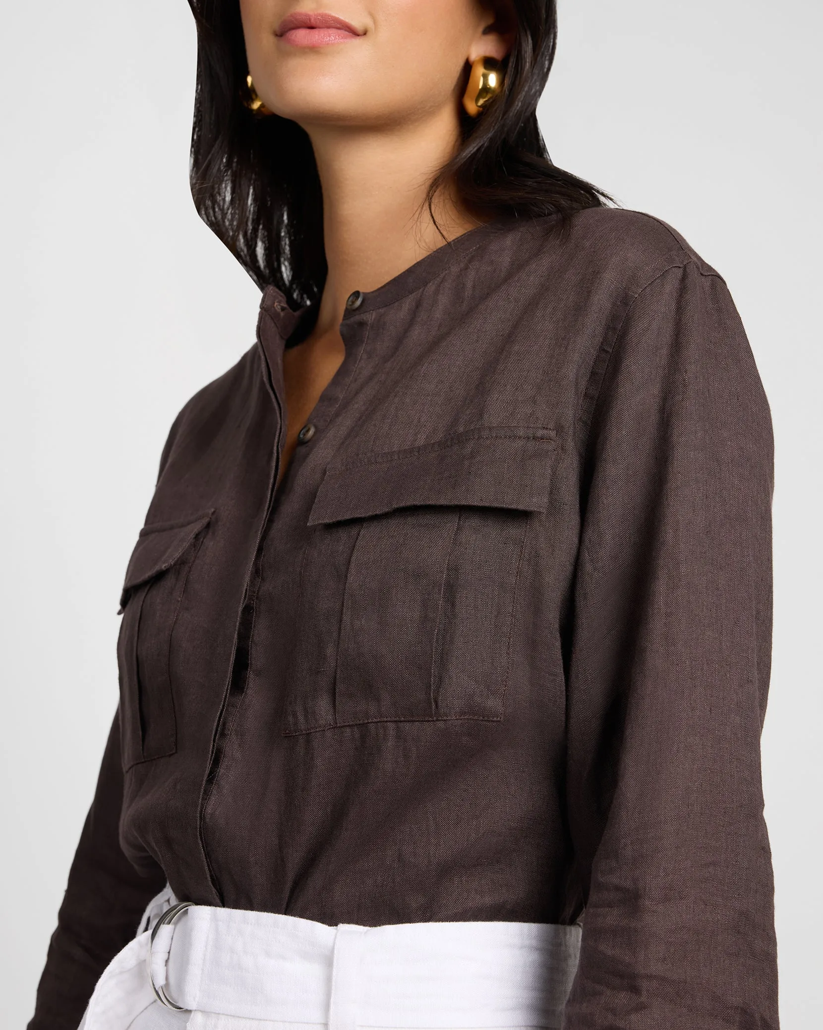 Linen Utility Shirt sold by Onia product image thumbnail 4