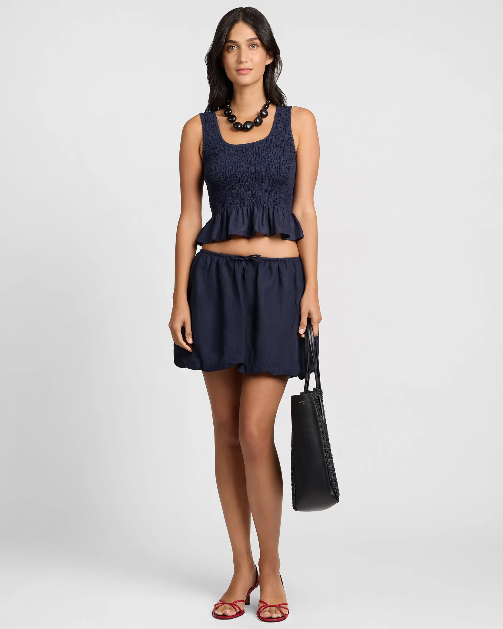 Air Linen Bubble Mini Skirt sold by Onia product image thumbnail 3