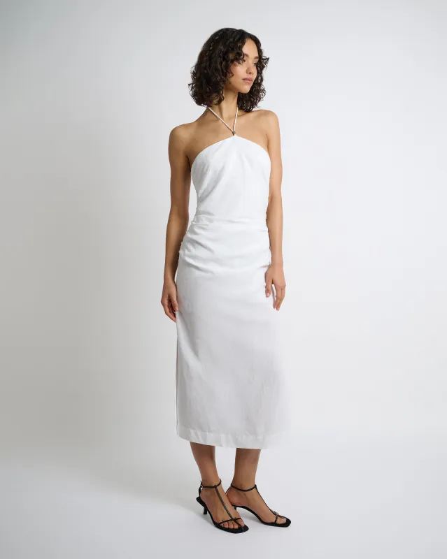 Air Linen Ruched Halter Dress sold by Onia