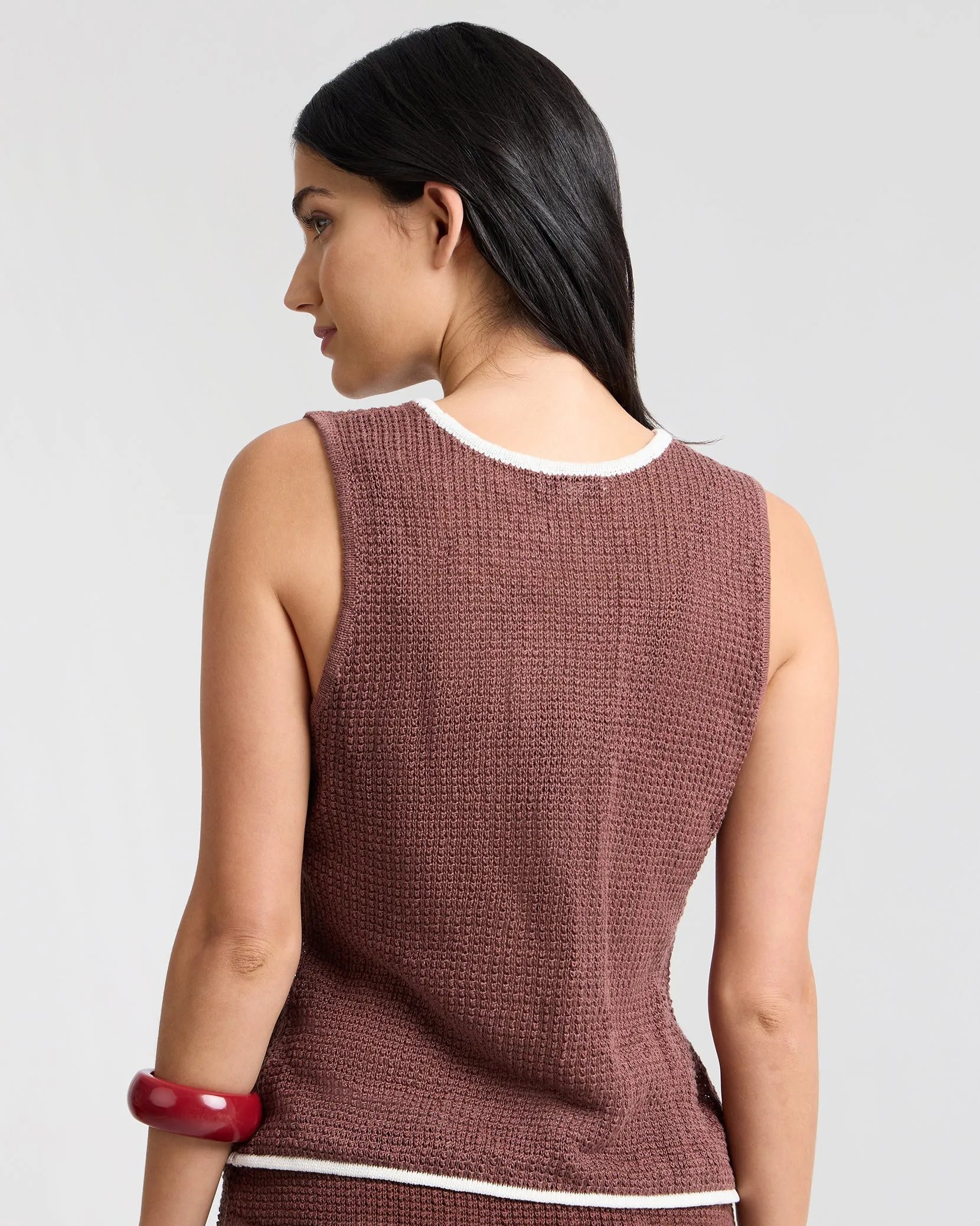 Linen Knit Tie Front Tank Top sold by Onia product image thumbnail 4