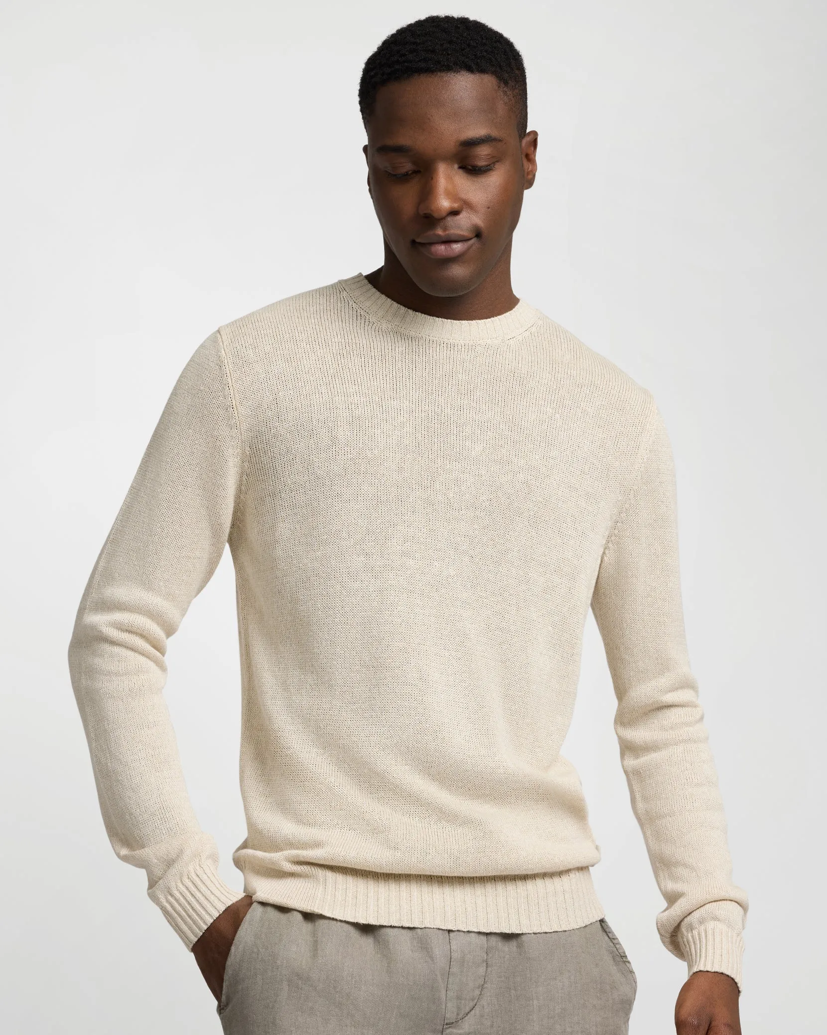 Silk Linen Long Sleeve Crewneck Sweater sold by Onia product image thumbnail 2