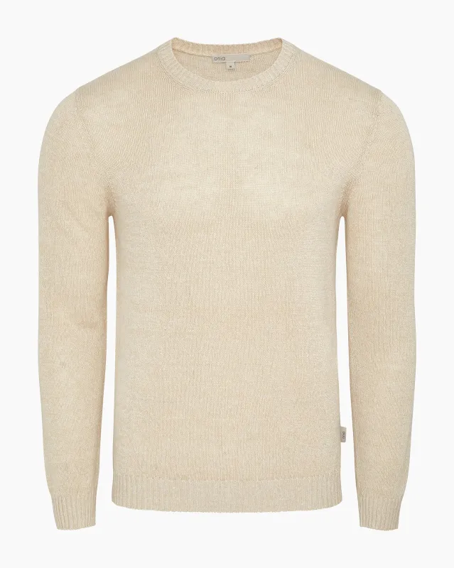 Silk Linen Long Sleeve Crewneck Sweater made by Onia