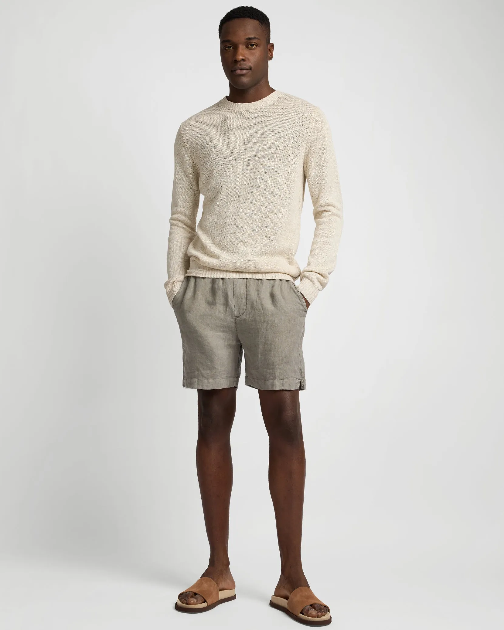 Silk Linen Long Sleeve Crewneck Sweater sold by Onia product image thumbnail 3