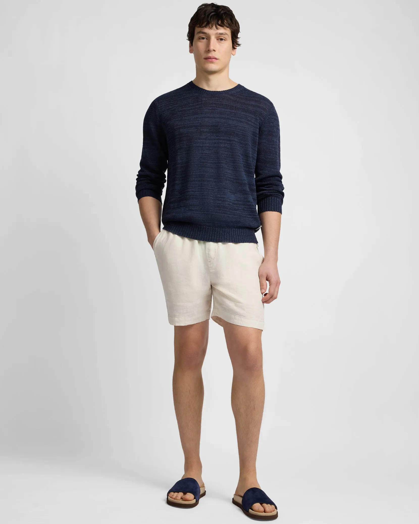 Silk Linen Long Sleeve Crewneck Sweater sold by Onia product image thumbnail 3