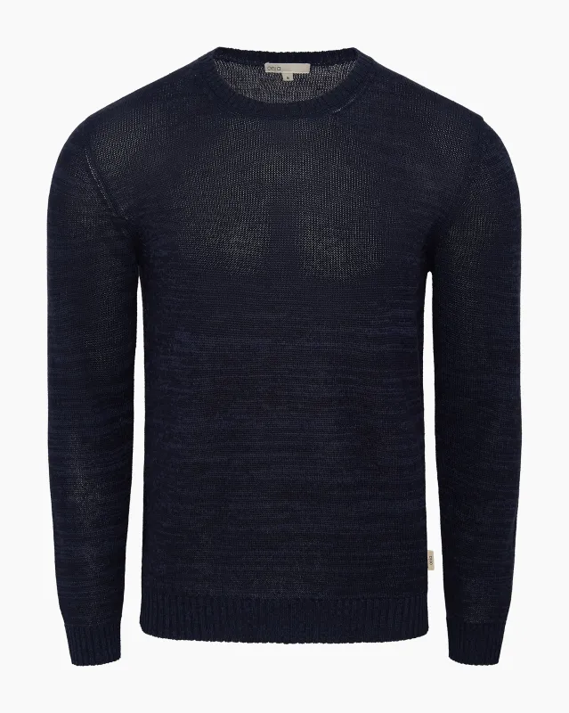 Silk Linen Long Sleeve Crewneck Sweater made by Onia