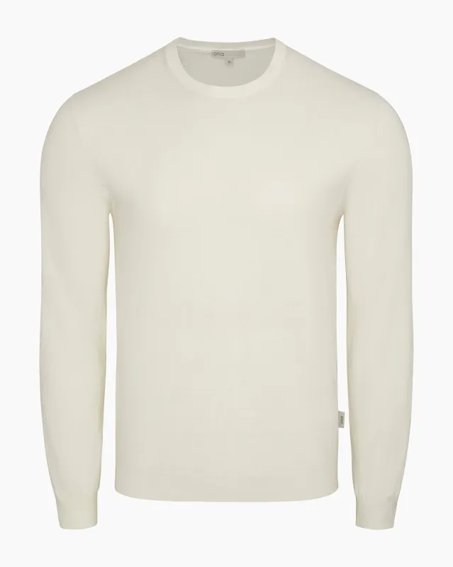 Fine Cotton Knit Long Sleeve Crewneck Sweater made by Onia