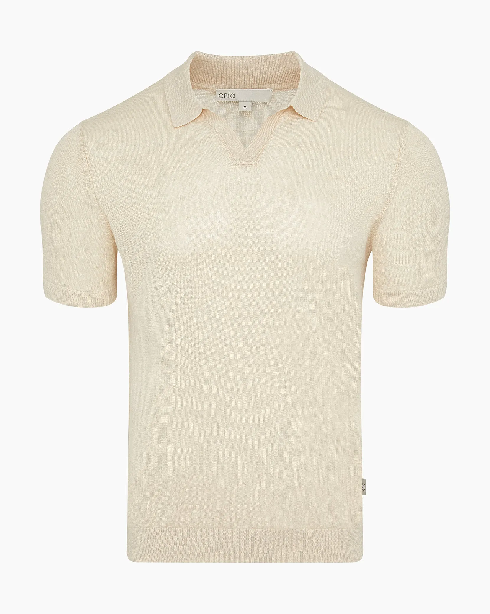 Linen Johnny Collar Polo Sweater sold by Onia