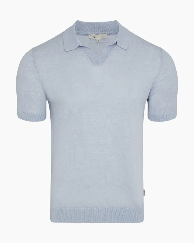 Linen Johnny Collar Polo Sweater made by Onia