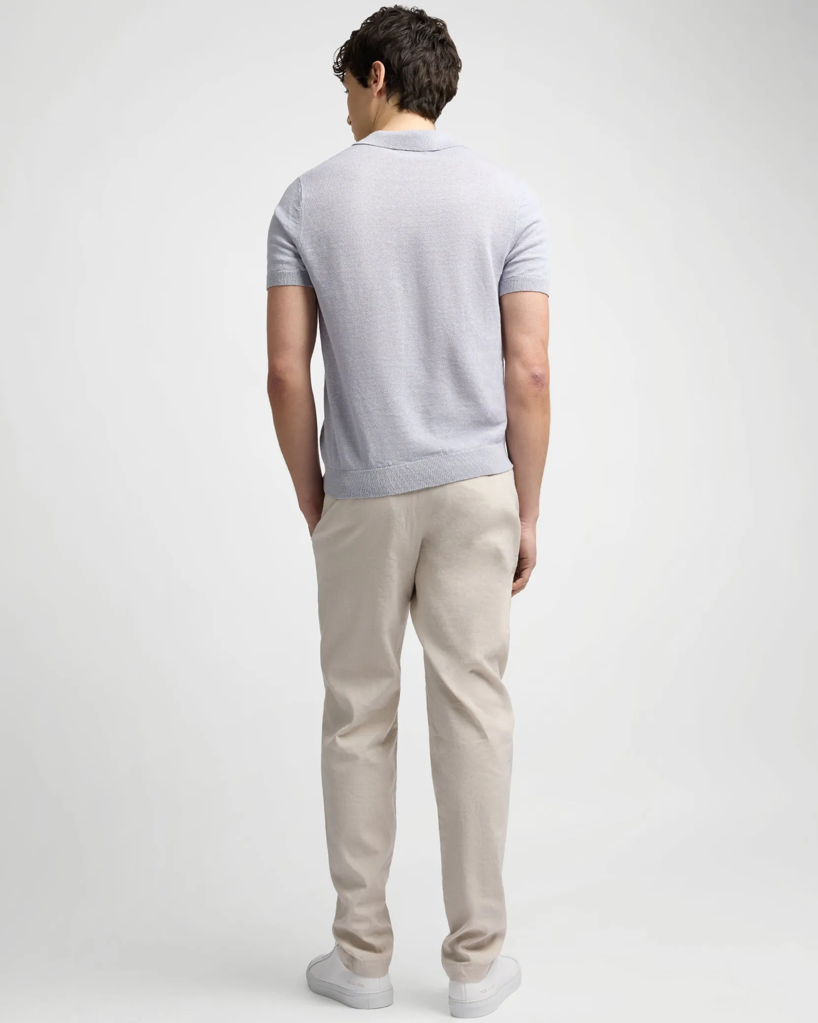 Linen Johnny Collar Polo Sweater sold by Onia product image thumbnail 5