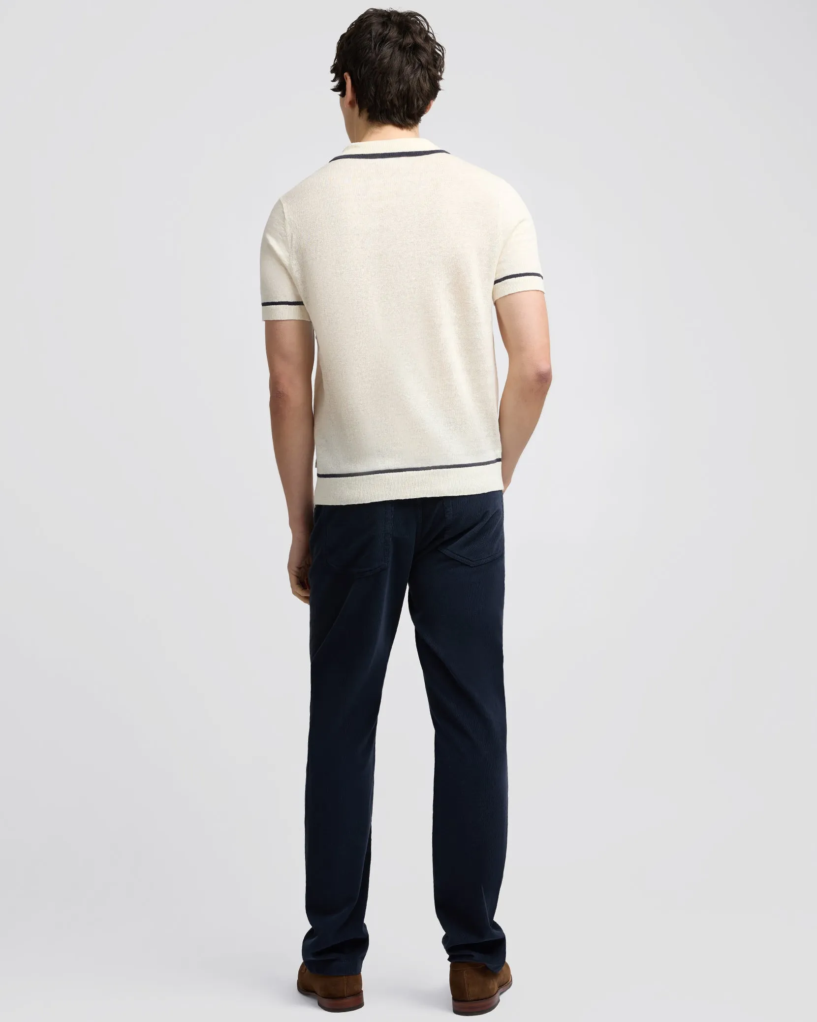 Linen Johnny Collar Polo Sweater sold by Onia product image thumbnail 5