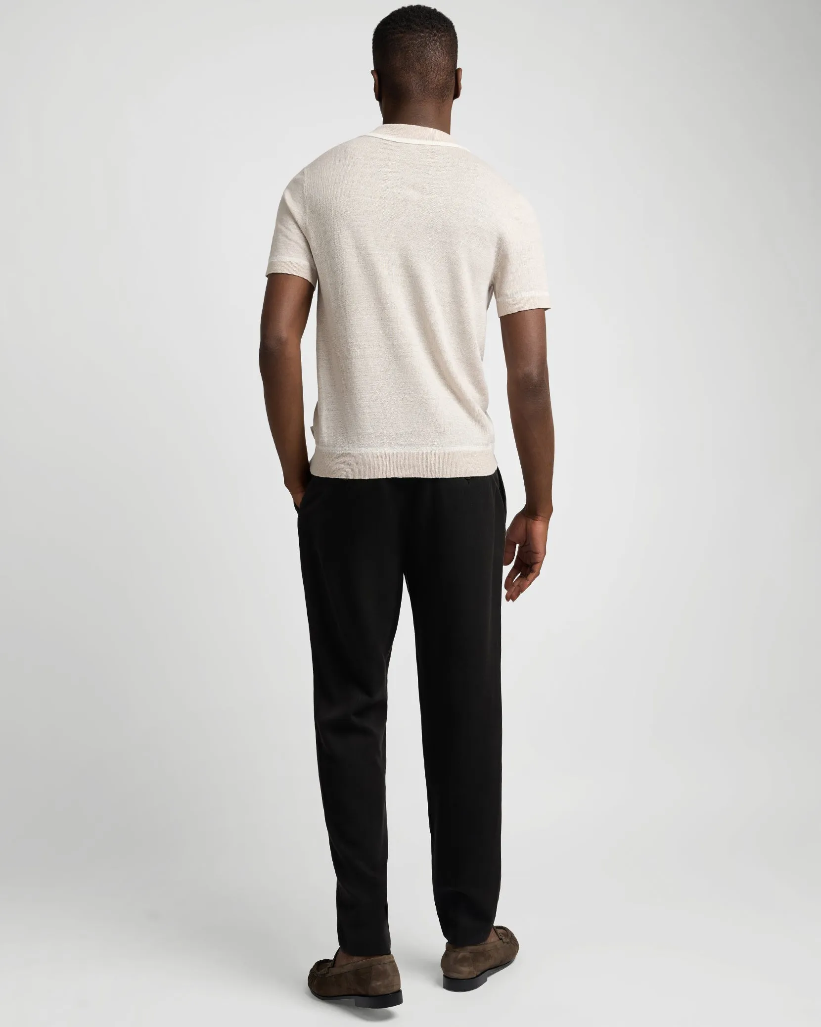 Linen Johnny Collar Polo Sweater sold by Onia product image thumbnail 5