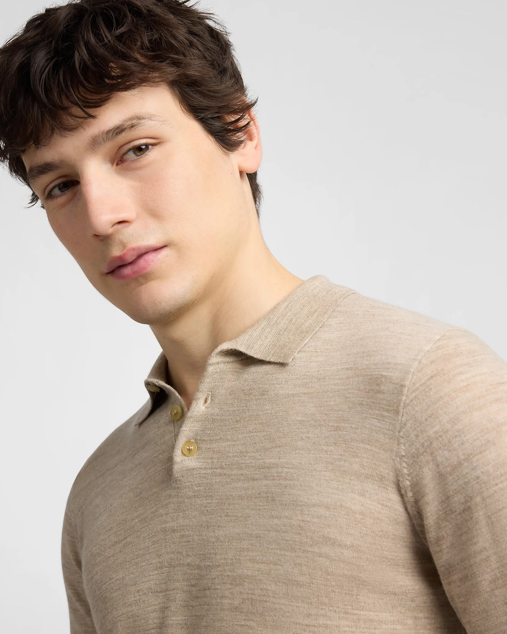 Extra Fine Merino Wool Long Sleeve Polo sold by Onia product image thumbnail 4