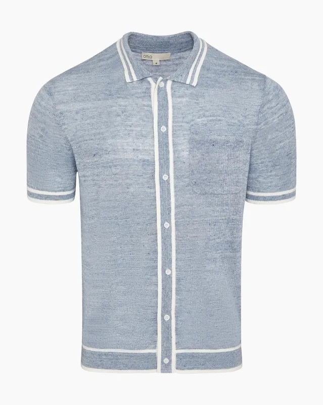 Linen Knit Button Down Shirt sold by Onia