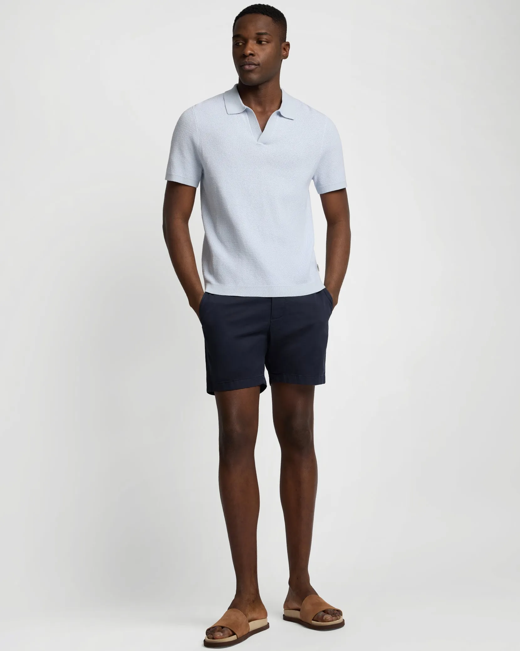 Cotton Textured Johnny Collar Polo sold by Onia product image thumbnail 3