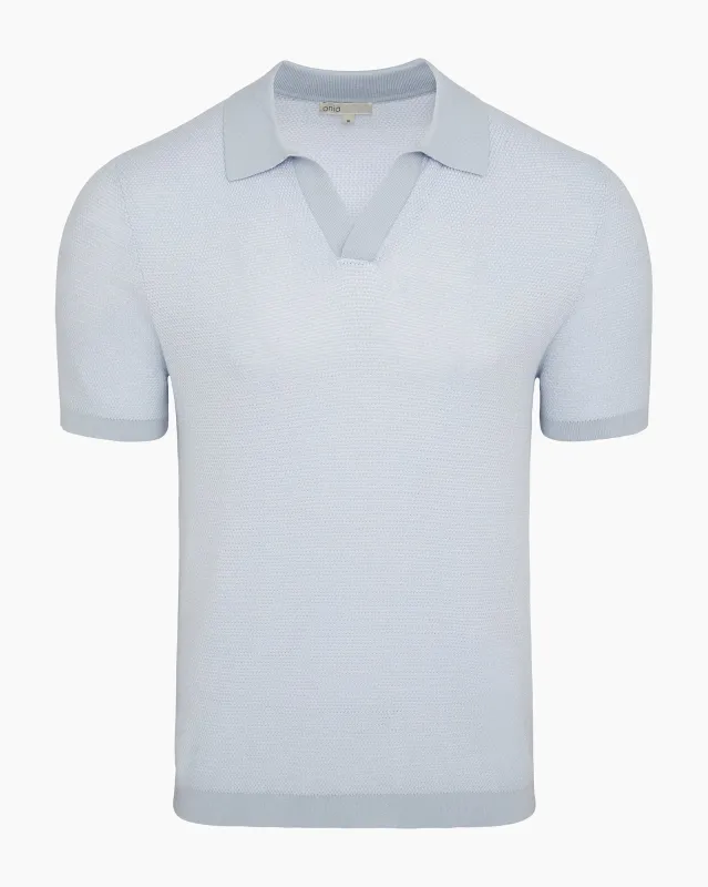 Cotton Textured Johnny Collar Polo made by Onia