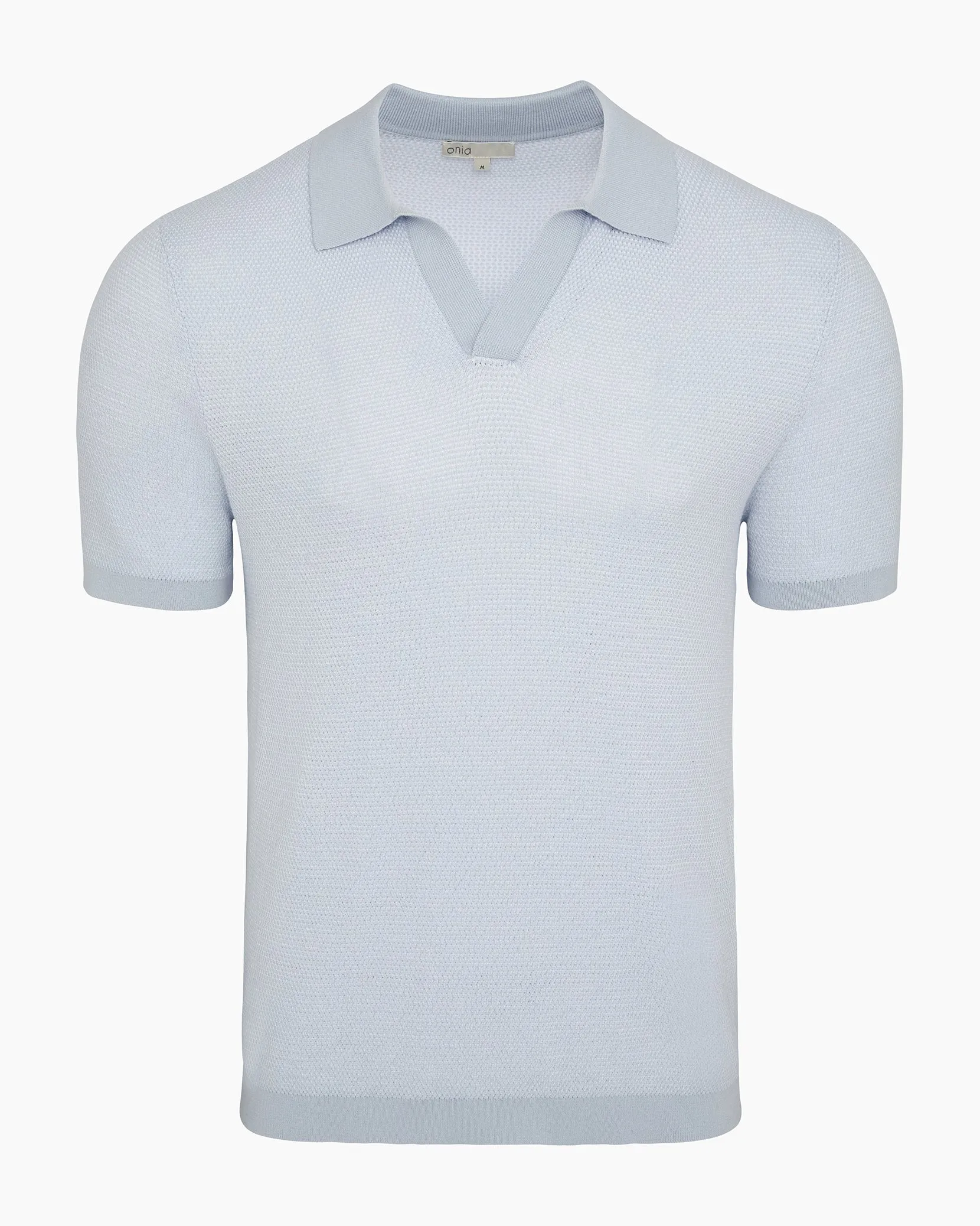 Cotton Textured Johnny Collar Polo sold by Onia