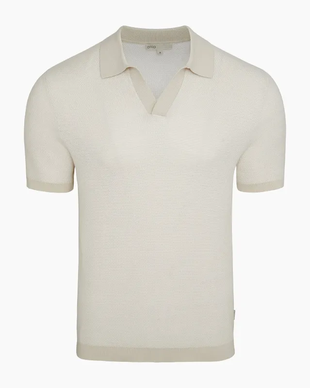 Cotton Textured Johnny Collar Polo made by Onia
