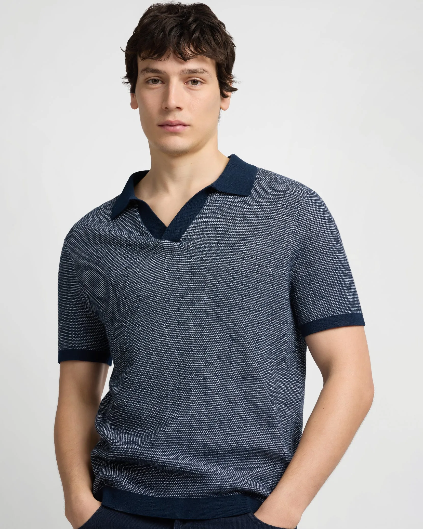 Cotton Textured Johnny Collar Polo sold by Onia product image thumbnail 2
