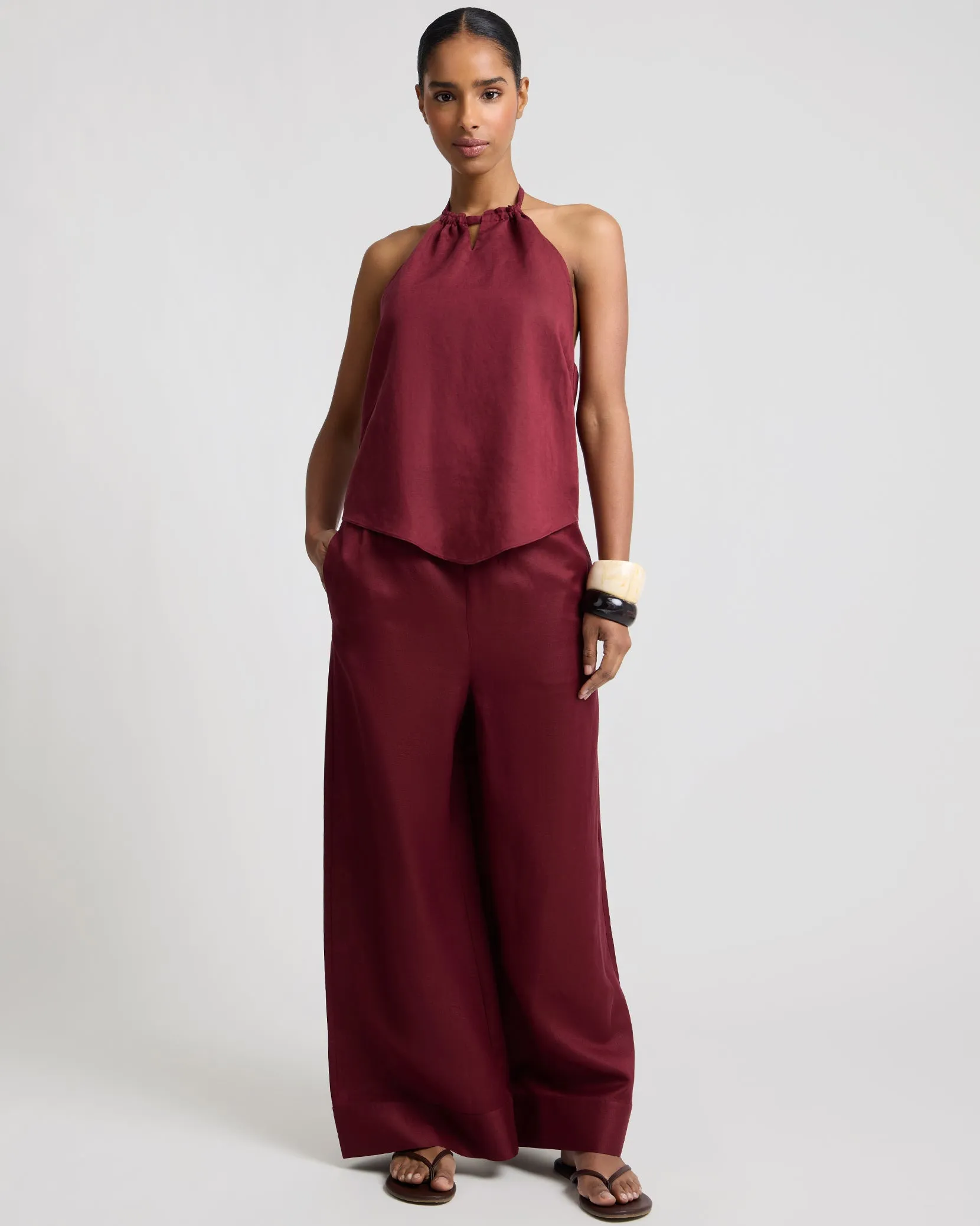 Air Linen Wide Leg Drawstring Pant sold by Onia product image thumbnail 4