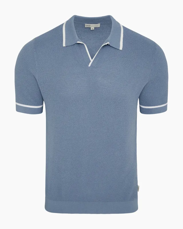 Cotton Textured Johnny Collar Polo made by Onia
