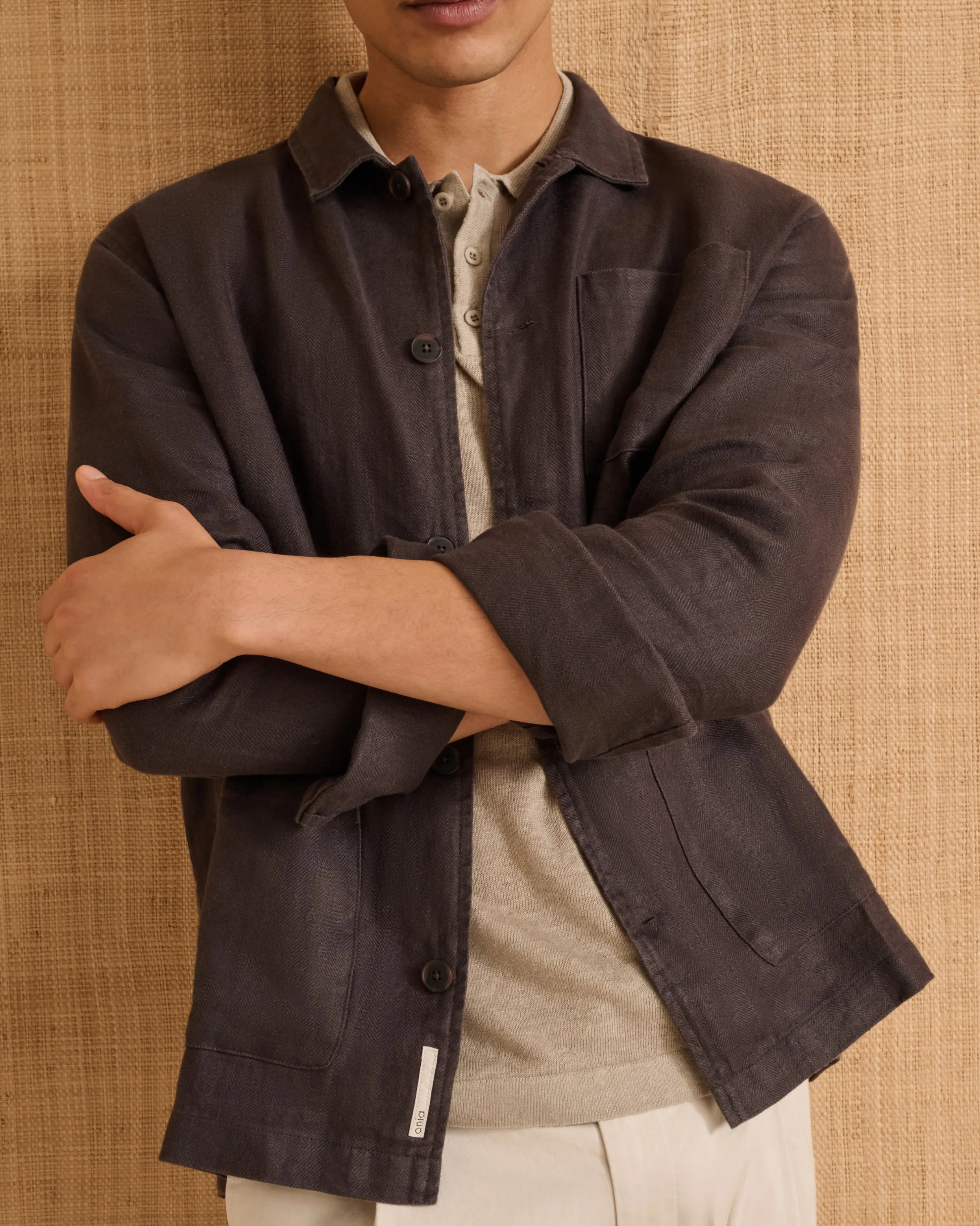 Linen Herringbone Overshirt sold by Onia product image thumbnail 2