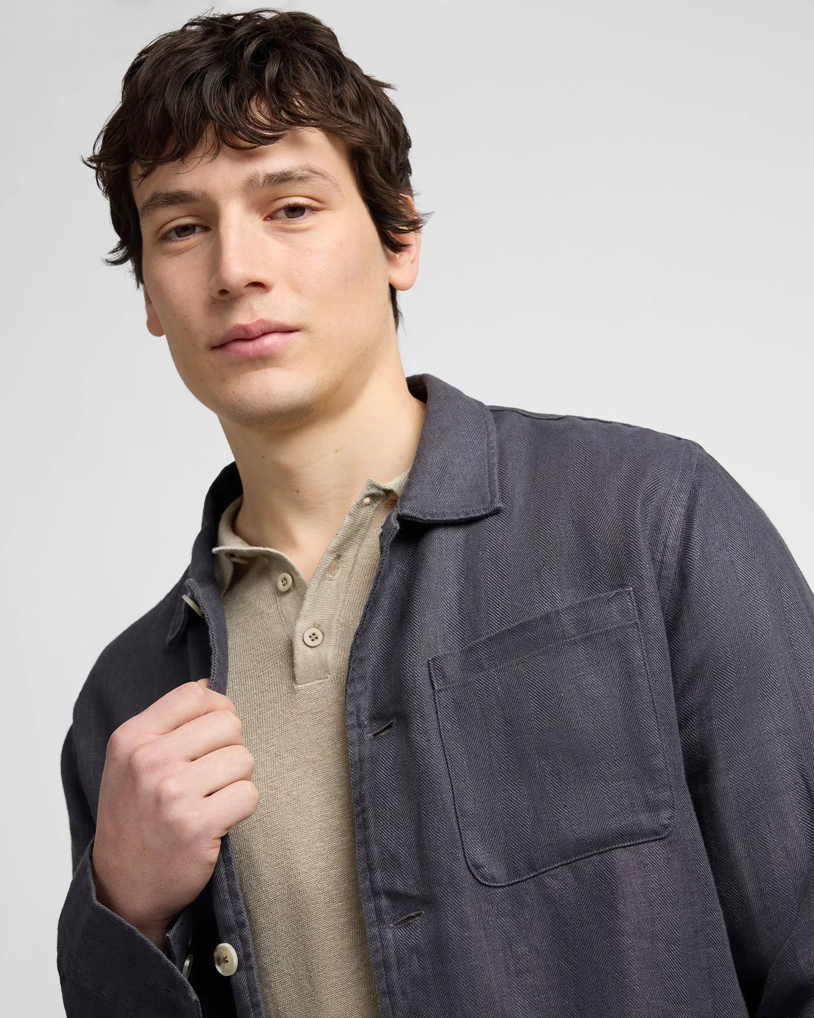 Linen Herringbone Overshirt sold by Onia product image thumbnail 5