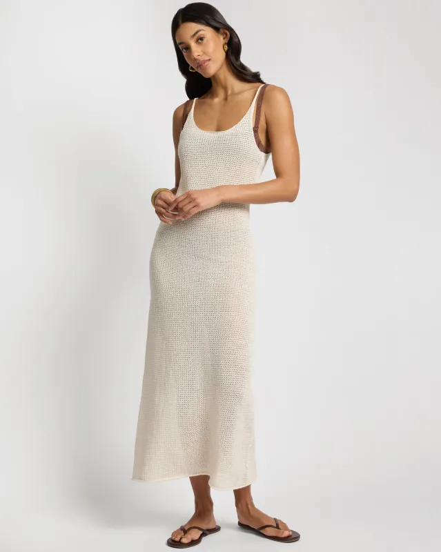 Textured Linen Sweater Scoop Maxi Dress made by Onia