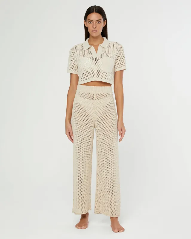 Crochet Knit Cropped Polo made by Onia