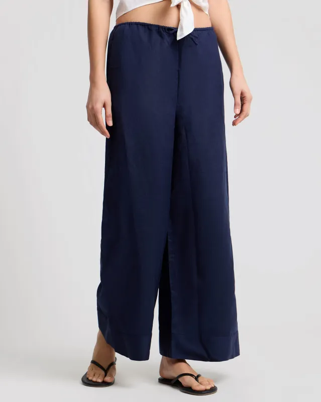 Air Linen Wide Leg Drawstring Pant made by Onia